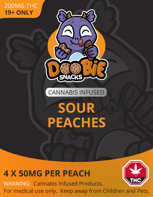 Buy Doobie Snacks - Sour Peaches 200mg THC at BudExpressNow Online Shop