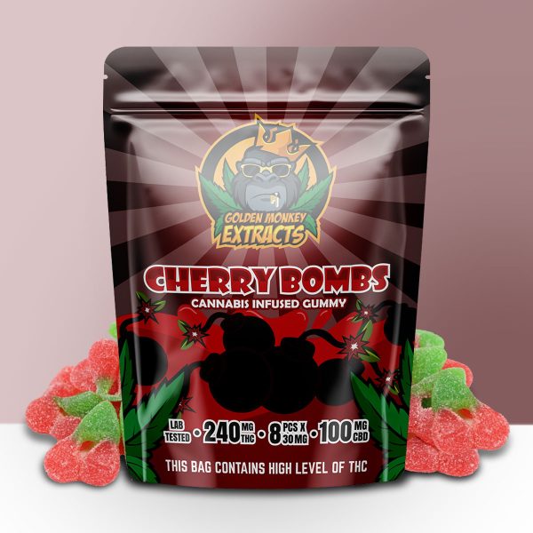 Buy Golden Monkey Extracts - Cherry Bombs Gummy 240mg THC : 100mg CBD at BudExpressNOW Online Shop