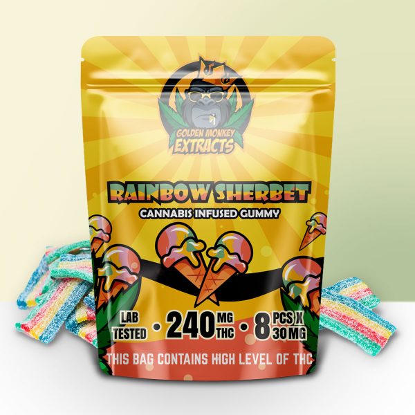 Buy Golden Monkey Extracts - Rainbow Sherbet Gummy 240mg THC at BudExpressNOW Online Shop