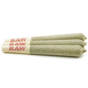 three raw pre-rolls on a white background