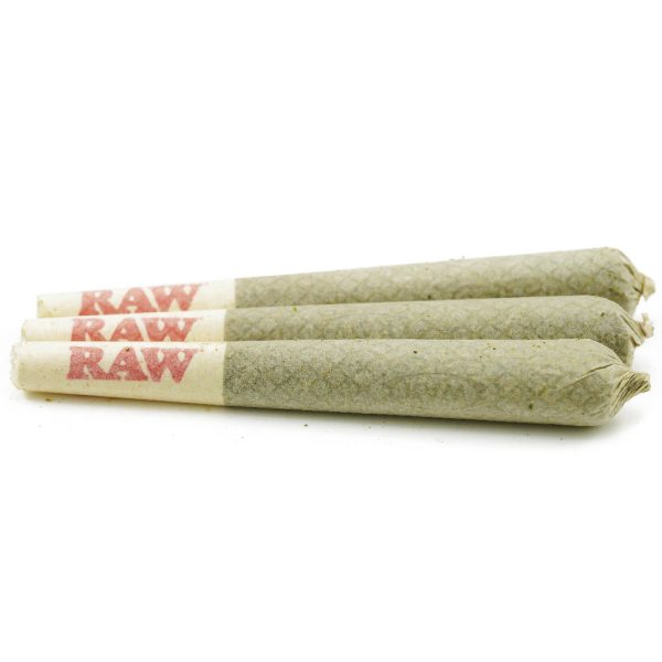 three raw pre-rolls on a white background
