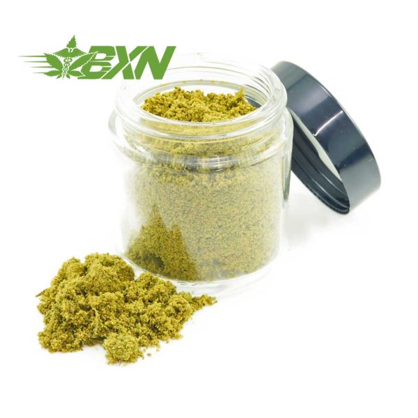 a jar of green hash plant powder