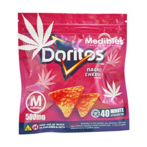 Medibles edible weed candy front. Doritos Nacho Cheese weed edibles 500mg THC. Buy edibles online. edibles canada. weed edibles. marijuana edibles canada.