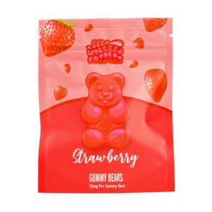 Strawberry gummy bears THC infused from Get Wrecked Edibles. edible gummies. marijuana edibles. weed candy.