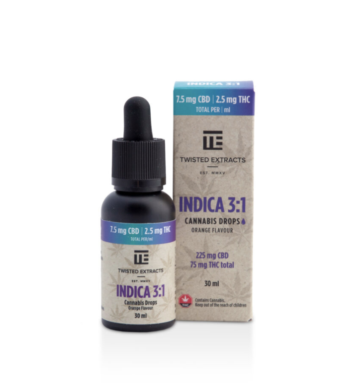 Buy Twisted Extracts – Oil Tincture – Indica 3:1 Orange Flavoured (225mg CBD + 75mg THC – 30ml) at Budexpressnow Online Shop