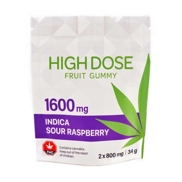 Buy High Dose Fruit Gummy - Sour Raspberry 1600MG THC (Indica) Online Shop