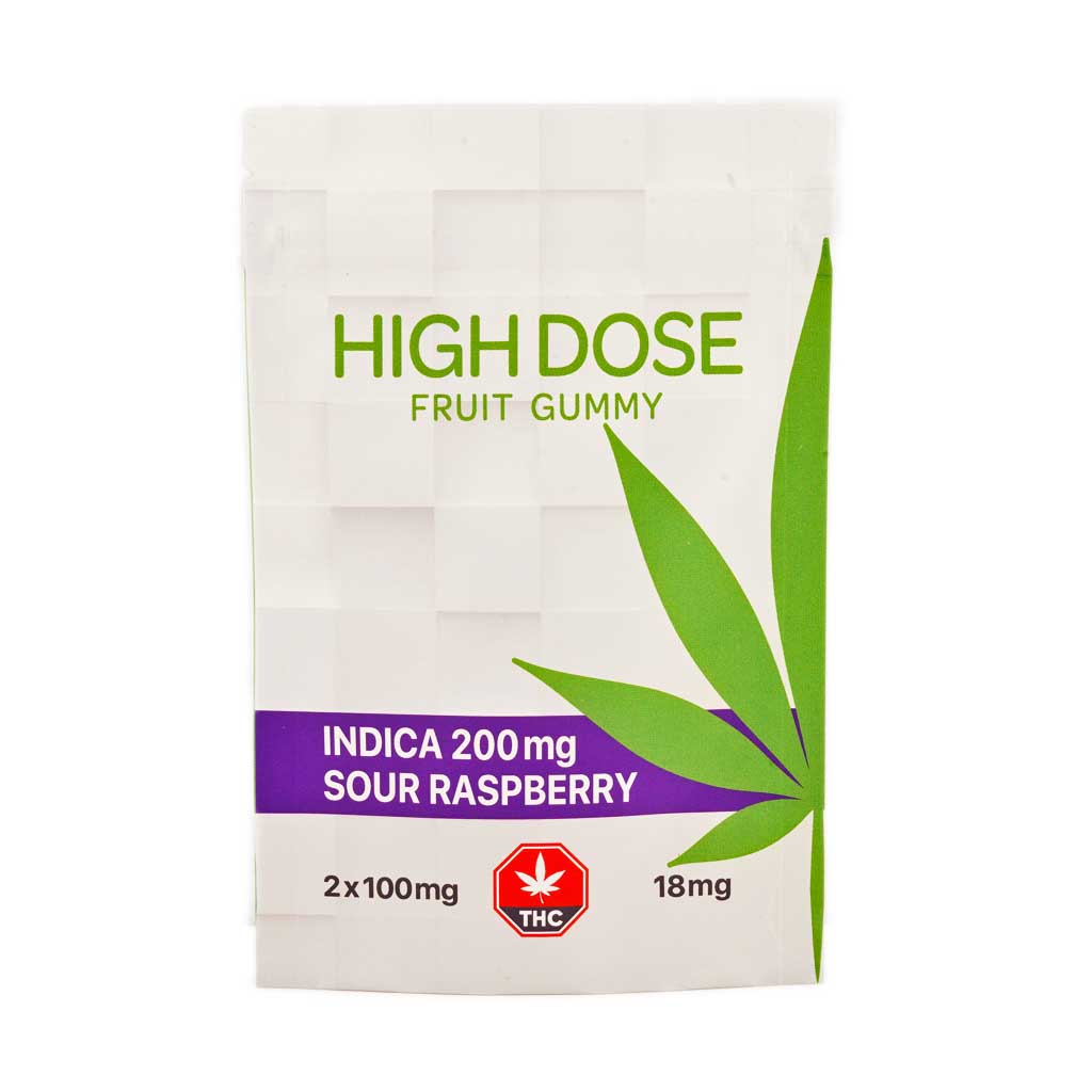 Buy High Dose Fruit Gummy - Sour Raspberry 200MG THC (Indica) Online Shop