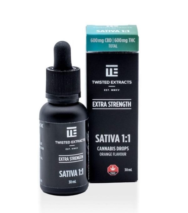 Buy Twisted Extracts 1:1 Sativa Oil Tincture Drops 600mg THC 600mg CBD