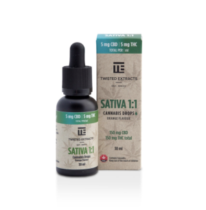 Buy Twisted Extracts – Oil Tincture – Sativa 1:1 Orange Flavoured (150mg CBD + 150mg THC – 30ml)
