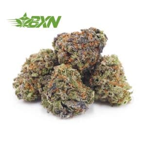 A pile of green, purple, and brown marijuana buds