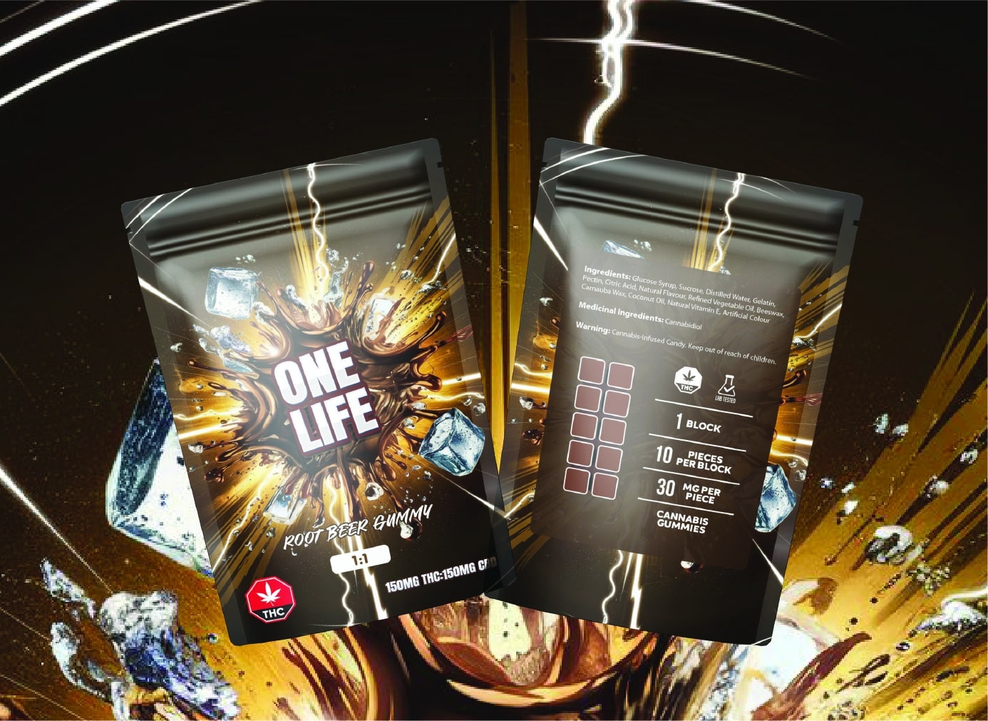 Root-01 Buy One Life Edibles - Root Beer Gummy - 150mg THC + 150mg CBD at Budexpressnow Online Shop