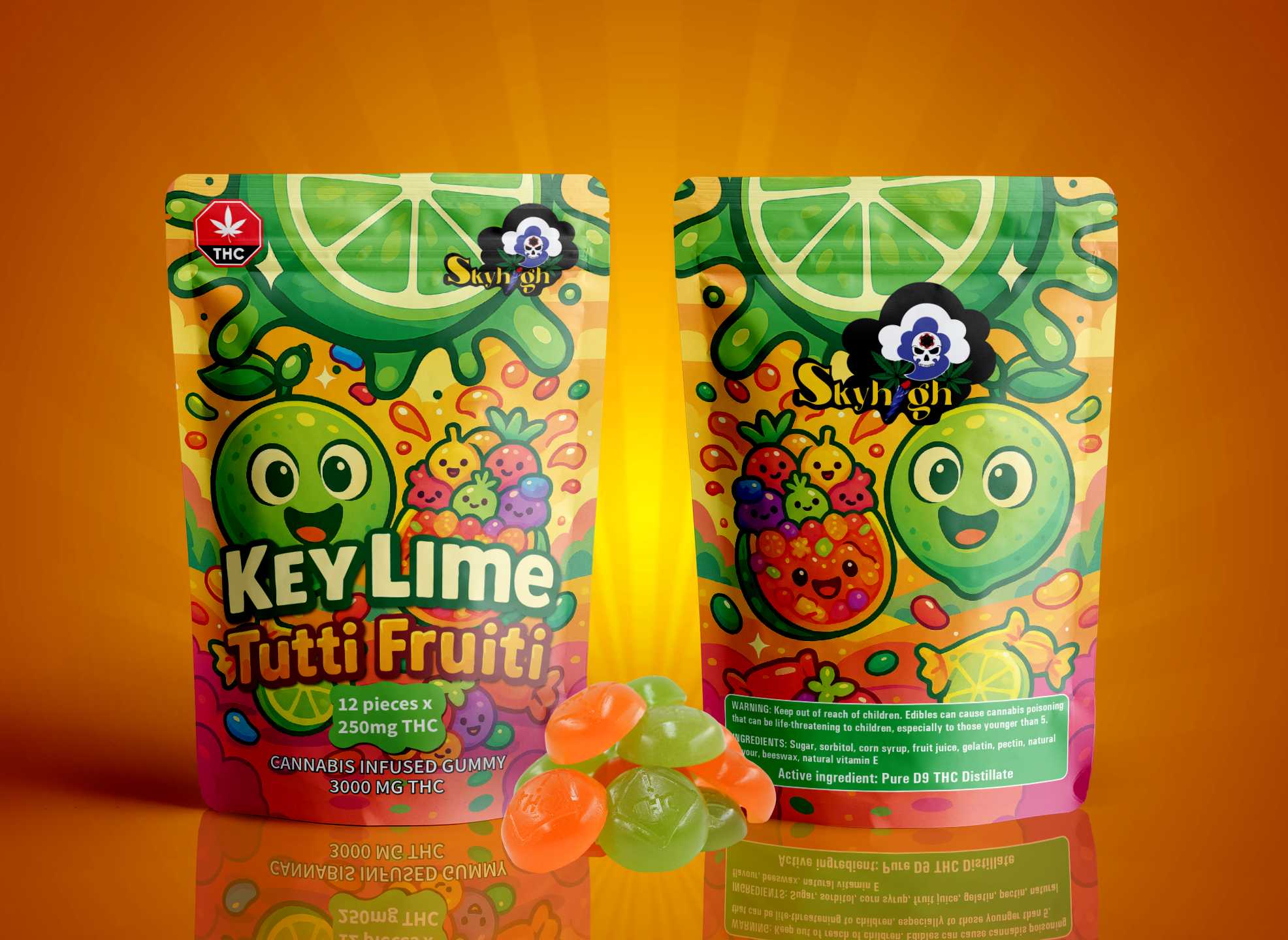 key-tutti Sky High Edibles - Key Lime + Tutti Frutti Gummy 3000mg THC