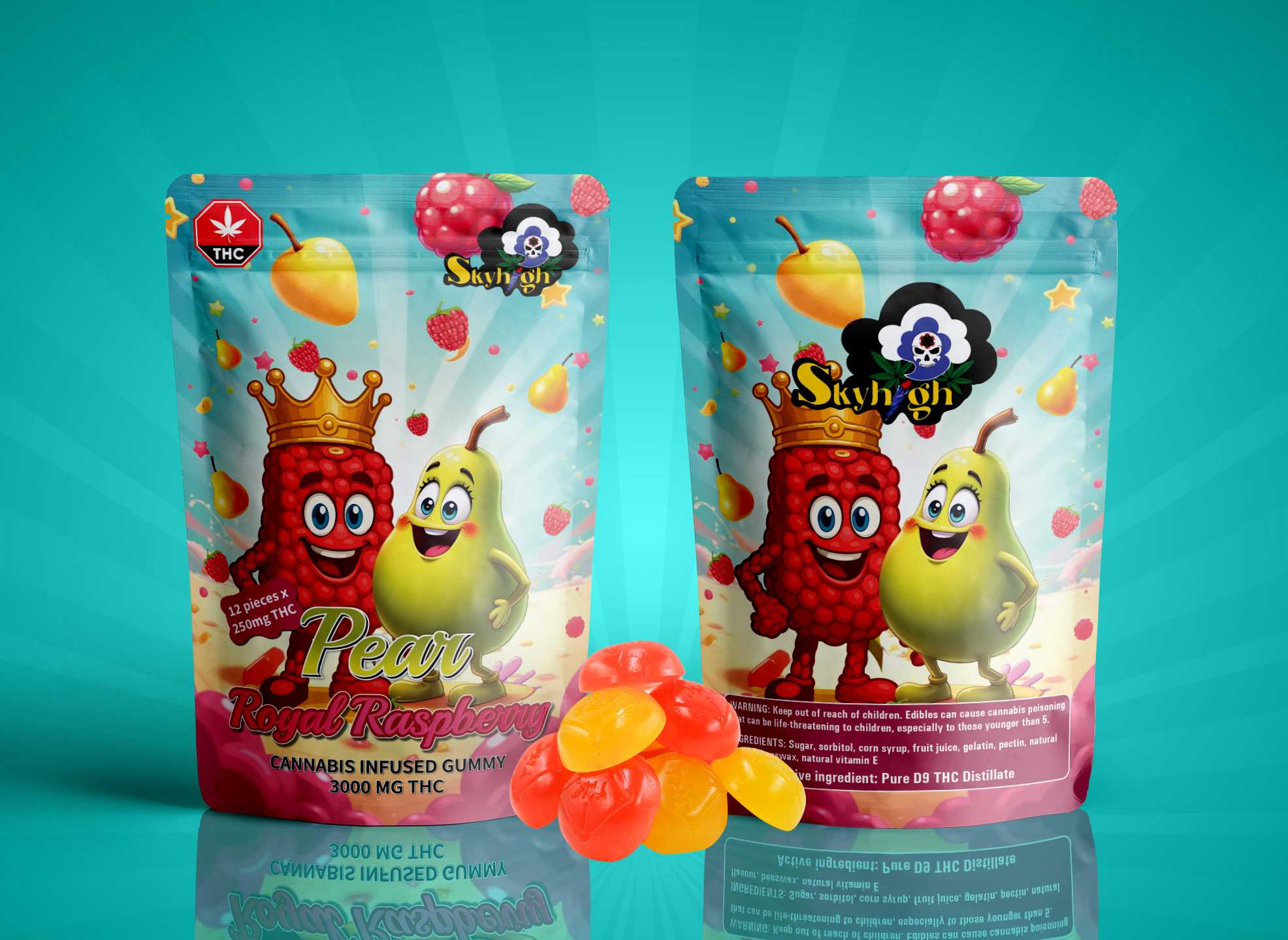 pear-royal Buy Sky High Edibles - Pear + Royal Raspberry Gummy 3000mg THC at Budexpressnow Online Shop