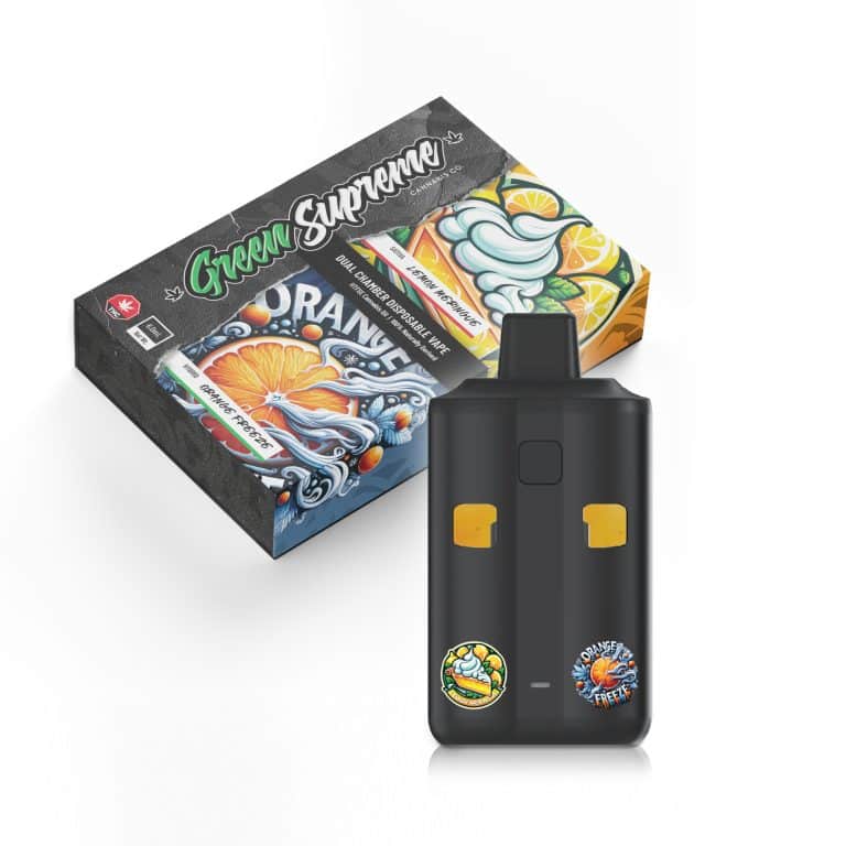 Buy Green Supreme – Dual Chamber Disposable THC Vape Pen - Lemon Meringue + Orange Freeze (3 Grams + 3 Grams) at Budexpressnow Online Shop