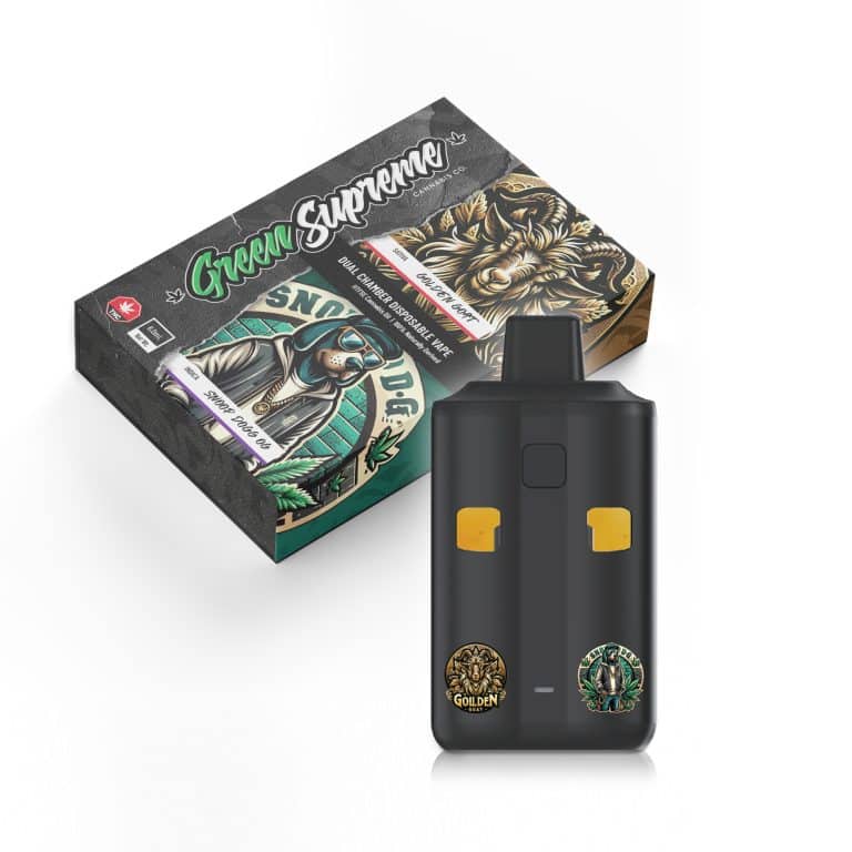 Buy Green Supreme – Dual Chamber Disposable THC Vape Pen - Golden Goat + Snoop Dogg OG (3 Grams + 3 Grams) at Budexpressnow Online Shop