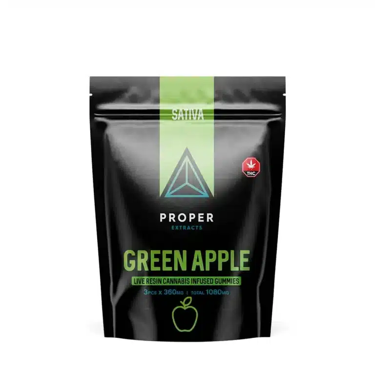 Buy Proper Extracts Edibles - Triangles 1080mg Live Resin Gummies - Green Apple at Budexpressnow Online Shop