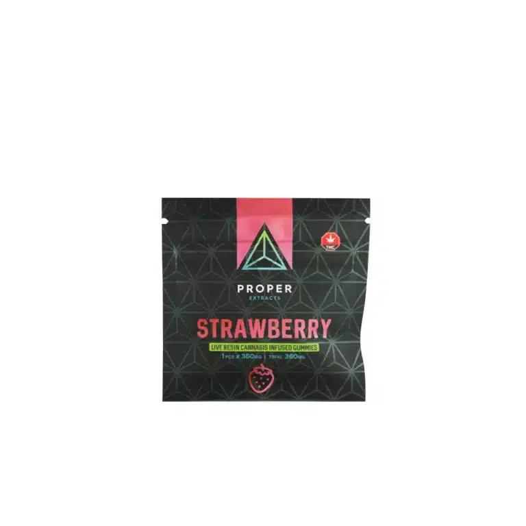 Proper-Extracts-—-Strawberry-Sativa-360mg-THC.jpg-768x768 Proper Extracts Edibles - Triangles 360mg Live Resin Gummies - Strawberry