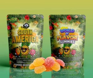 Buy Sky High Edibles - World of Flavor Gummies - South America (1200mg THC) at BudExpressNow Online Shop