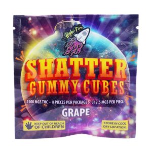Buy Higher Fire Extracts - Shatter Gummy Cubes - Grape 2500mg THC at BudExpressNow Online Shop