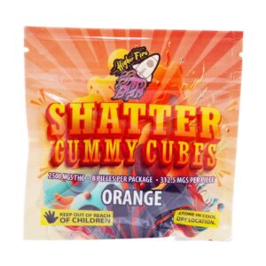 Buy Higher Fire Extracts - Shatter Gummy Cubes - Orange 2500mg THC at BudExpressNow Online Shop