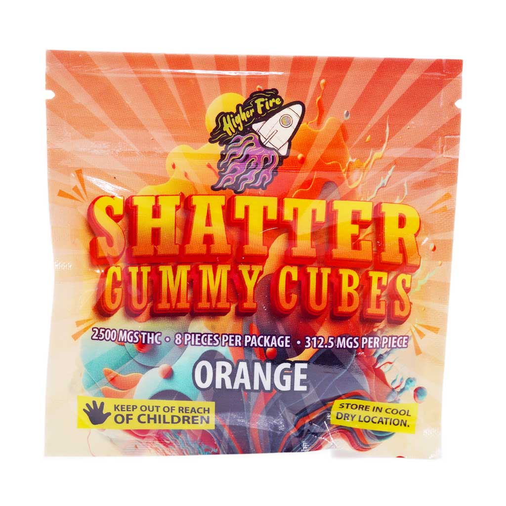 Buy Higher Fire Extracts - Shatter Gummy Cubes - Orange 2500mg THC at BudExpressNow Online Shop