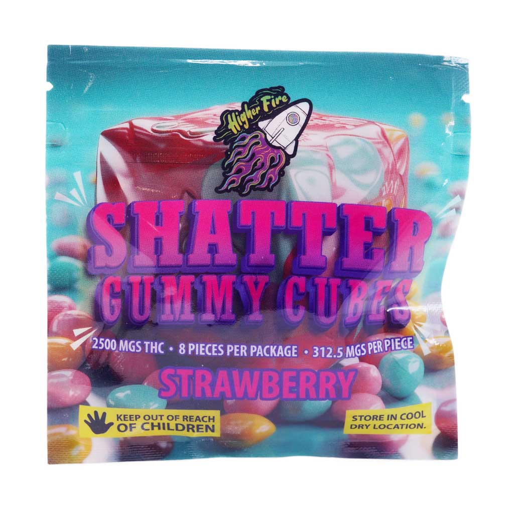 Buy Higher Fire Extracts - Shatter Gummy Cubes - Strawberry 2500mg THC at BudExpressNow Online Shop