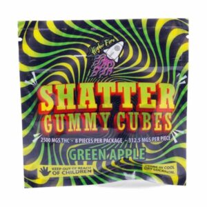 Buy Higher Fire Extracts - Shatter Gummy Cubes - Green Apple 2500mg THC at BudExpressNow Online Shop