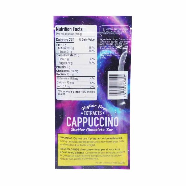 Buy Higher Fire Extracts - Shatter Chocolate Bar - Cappuccino 2000mg THC (Indica) at BudExpressNow Online Shop