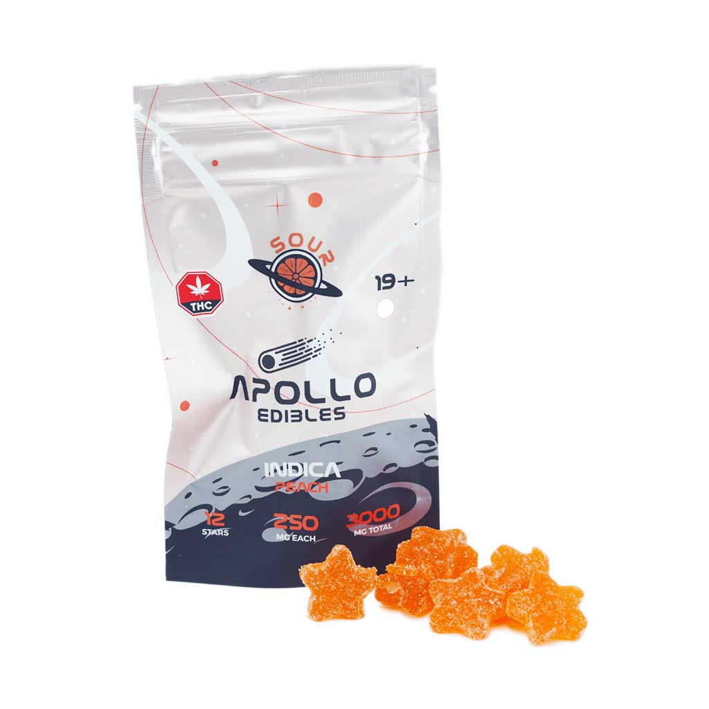 Buy Apollo Edibles - Sour Peach Shooting Stars 3000mg THC Indica at BudExpressNow Online Shop