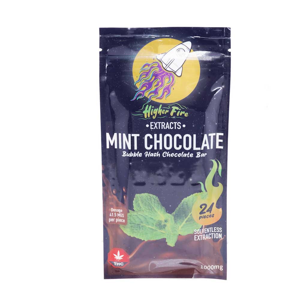 Buy Higher Fire Extracts - Bubble Hash Chocolate Bar - Mint 1000mg THC at BudExpressNow Online Shop