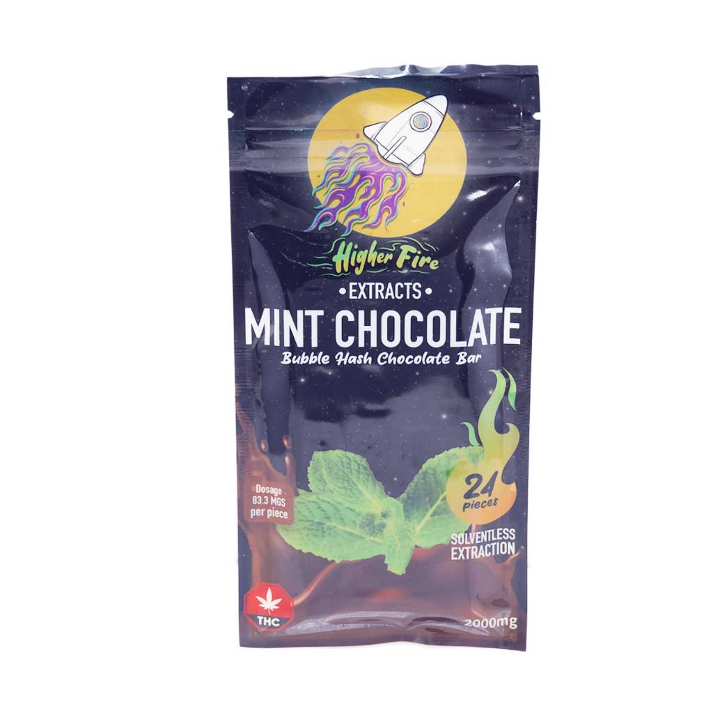 Buy Higher Fire Extracts - Bubble Hash Chocolate Bar - Mint 2000mg THC at BudExpressNow Online Shop