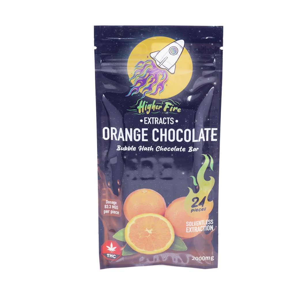 Buy Higher Fire Extracts - Bubble Hash Chocolate Bar - Orange 2000mg THC at BudExpressNow Online Shop