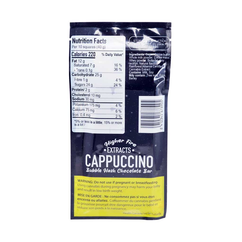 Buy Higher Fire Extracts - Bubble Hash Chocolate Bar - Cappuccino 1000mg THC at BudExpressNow Online Shop