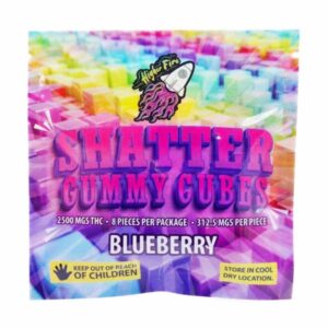 Buy Higher Fire Extracts - Shatter Gummy Cubes - Blueberry 2500mg THC at BudExpressNow Online Shop